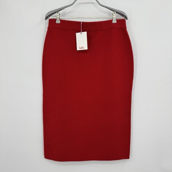 Kilte Collection 100% Washable Cashmere Ines Skirt sz 3 L/XL Midi Pencil Cherry